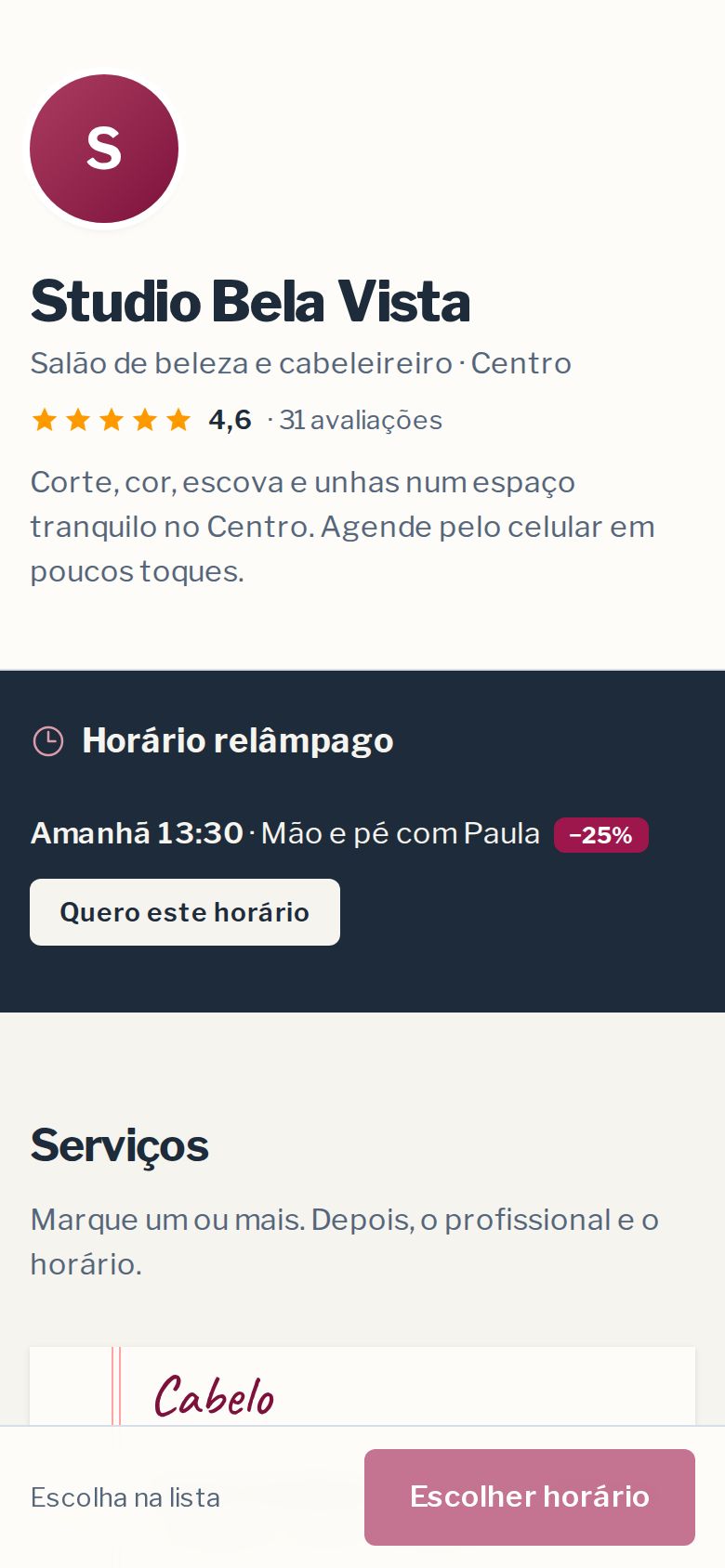 Página de agendamento no tema Agenda de papel